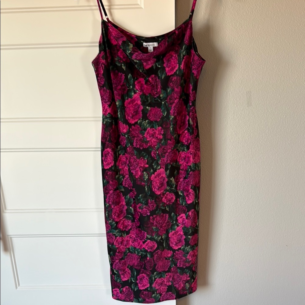 Bar III Floral Slip Dress - Pink and Black with adjustable straps